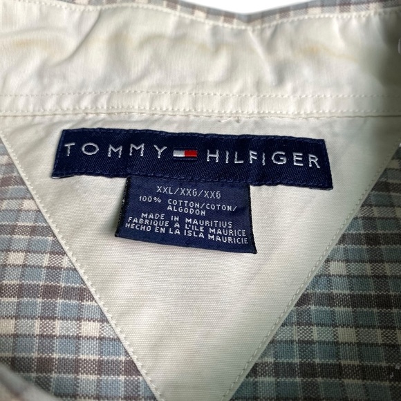 Tommy Hilfiger Blue White and Grey Plaid Button Down, XXL - Picture 7 of 8